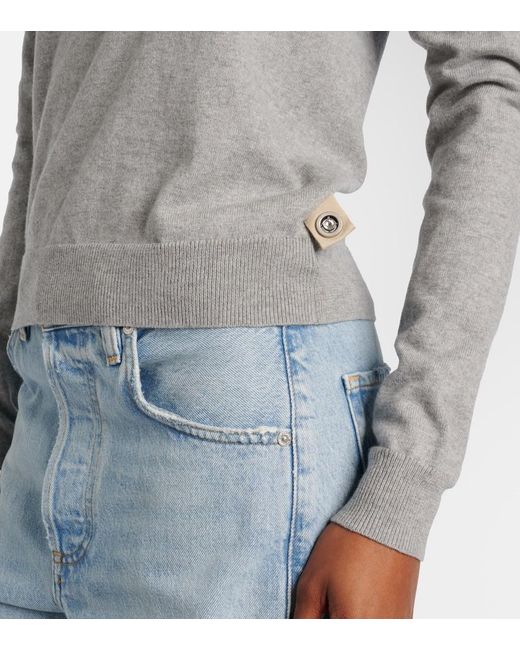 Area Gray Embellished Cotton And Cashmere Turtleneck Sweater