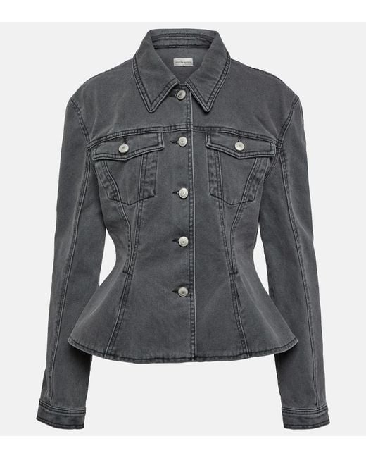Magda Butrym Black Peplum Denim Jacket
