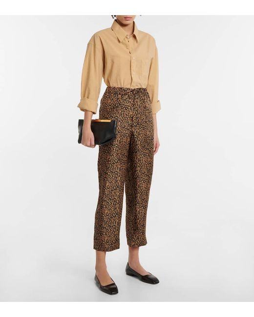 Nanushka Brown Bedruckte Hose Aus Seide