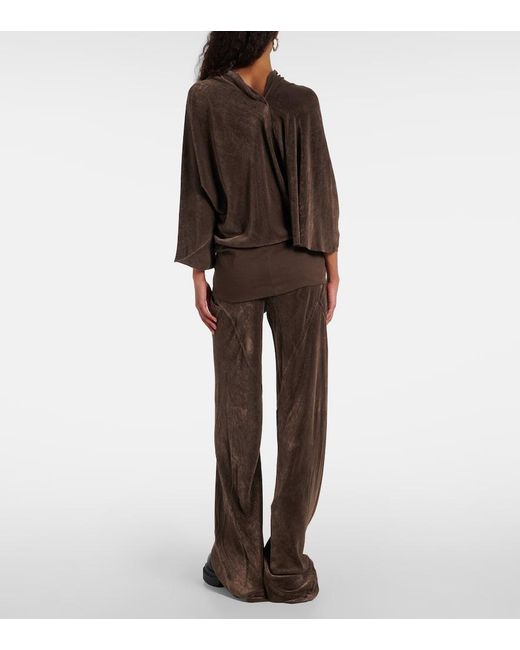 Rick Owens Brown Draped Crepe Top