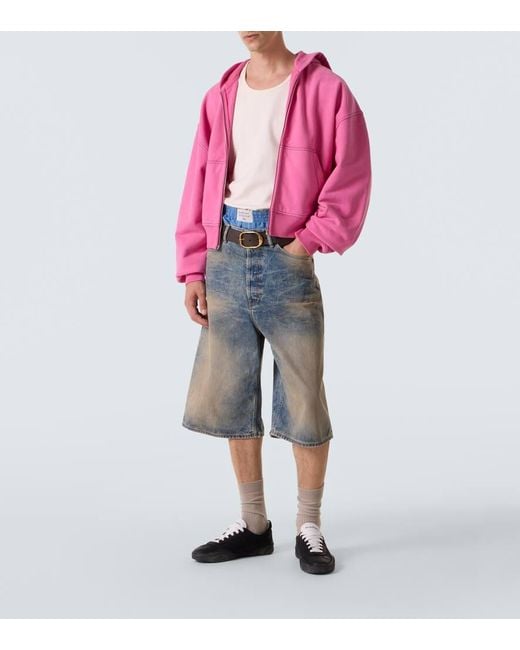Sweat-Shirt A Capuche Brode En Coton Acne pour homme en coloris Pink
