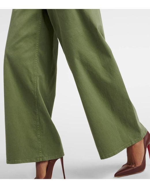 Nili Lotan Green Megan High-Rise Cotton Wide-Leg Pants