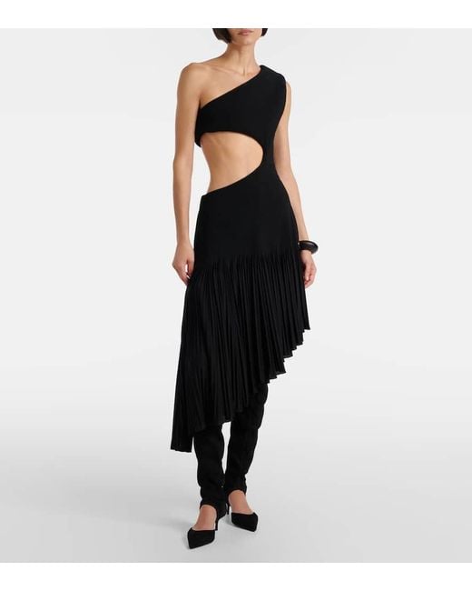 Vestido Midi Asimetrico Con Abertura Alaïa de color Black