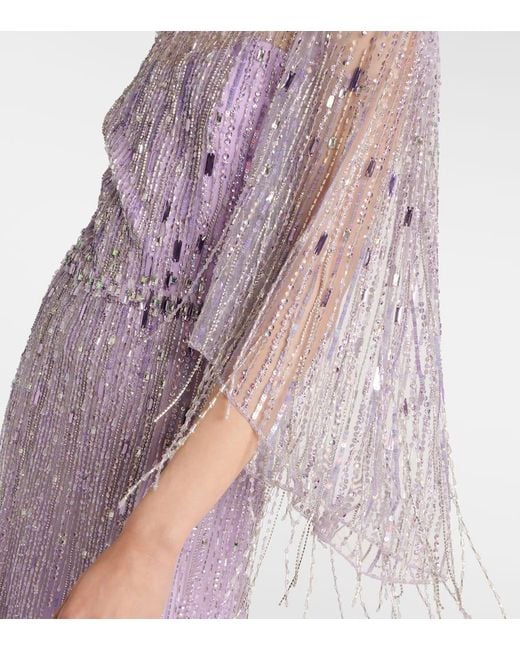 Jenny Packham Purple Rhapsody Sequin-Embellished Gown