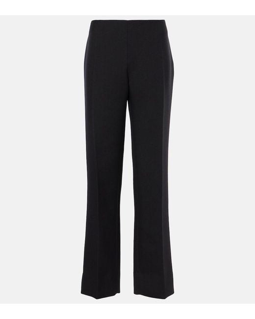 The Row Black Vesco Wool Straight Pants