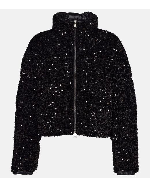 Moncler Black Louvi Sequined Down Jacket