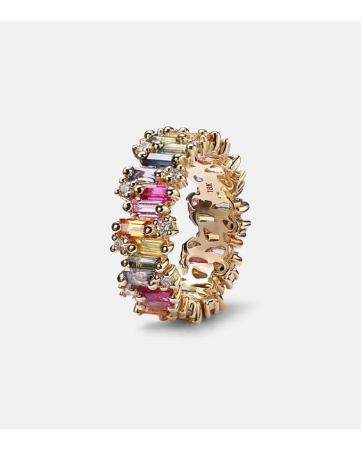Suzanne Kalan White Audrey 18kt Gold Ring With Sapphires And Diamonds