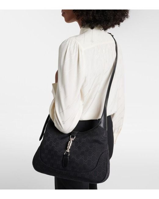 Gucci Black Jackie 1961 Small Canvas Shoulder Bag