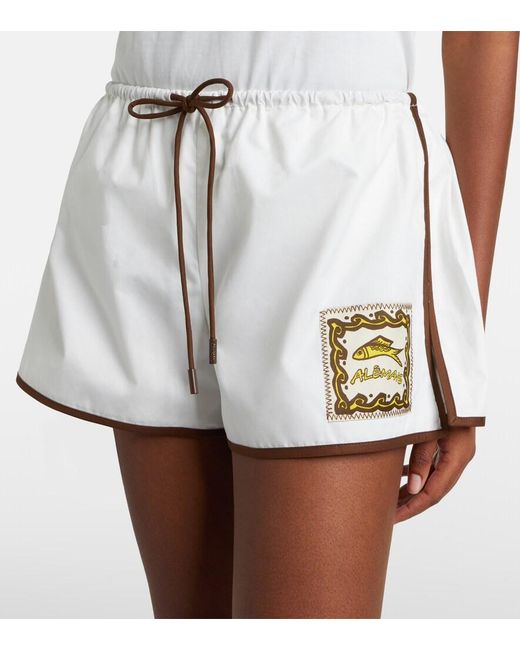 ALÉMAIS White Scuba Patch-Applique Cotton Shorts
