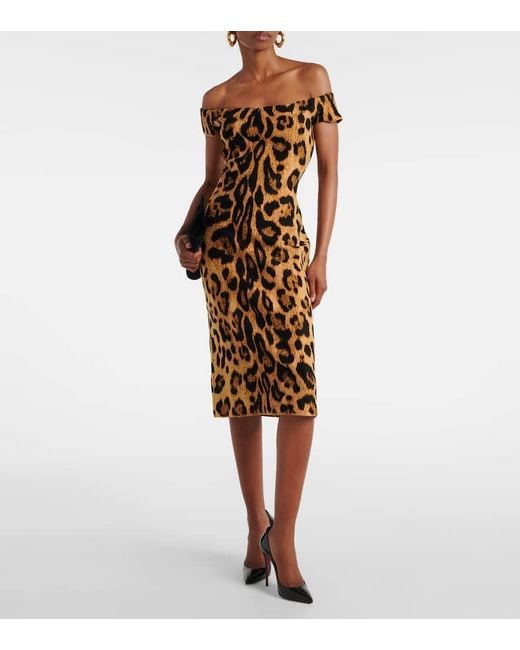Vestido Midi De Seda Estampado Oscar de la Renta de color Metallic