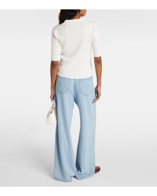 FRAME White Ribbed-Knit Sweater
