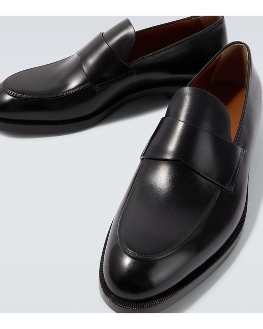 Zegna Black Leather Penny Loafers for men