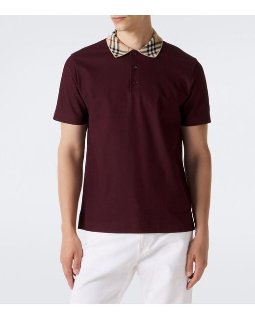 Burberry Red Check Cotton Pique Polo Shirt for men