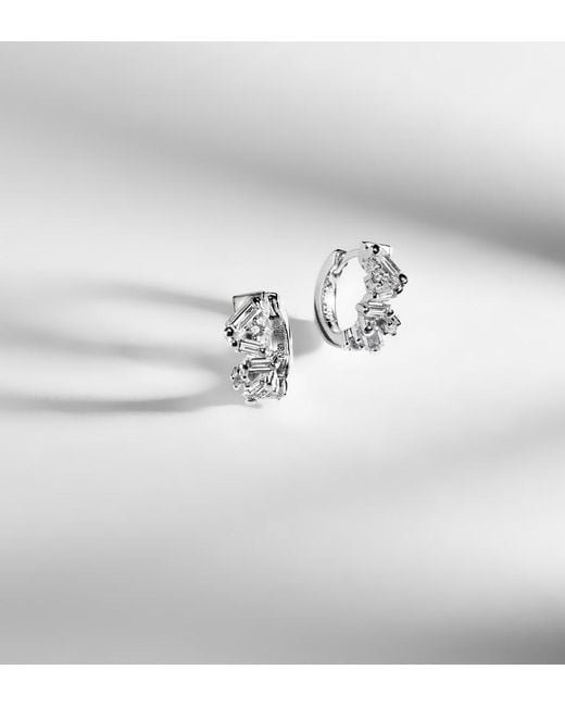 Suzanne Kalan White Frenzy 18Kt Huggies With Diamonds