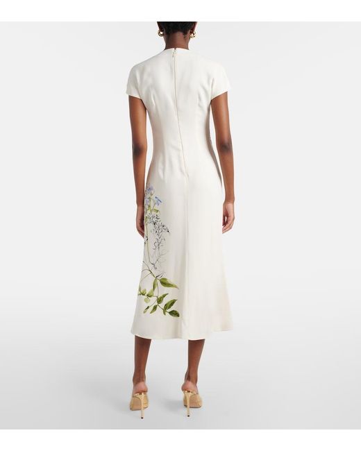 Monique Lhuillier White Floral Midi Dress