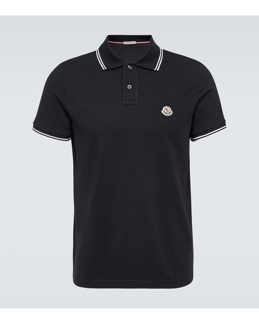 Moncler Black Cotton Polo Shirt for men