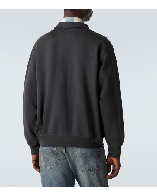 RRL Black Cotton Half-Zip Sweatshirt for men