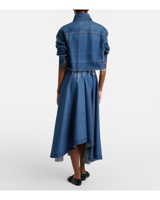 Givenchy Blue Asymmetric Denim Midi Skirt