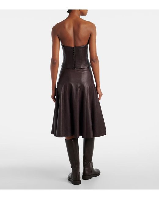 Stouls Brown Rosalia Strapless Leather Top