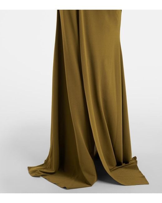 Alex Perry Green Draped Open-Back Crepe Jersey Gown