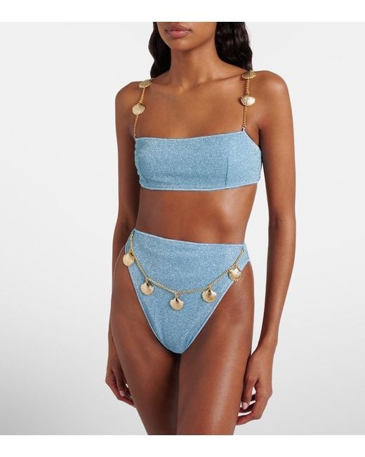 Oseree Blue Lumiere Embellished Bikini