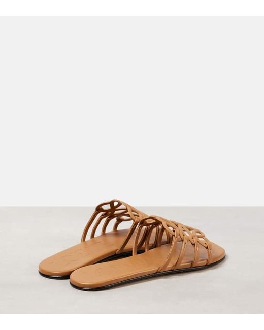 Loewe Brown Petal Anagram Leather Slides