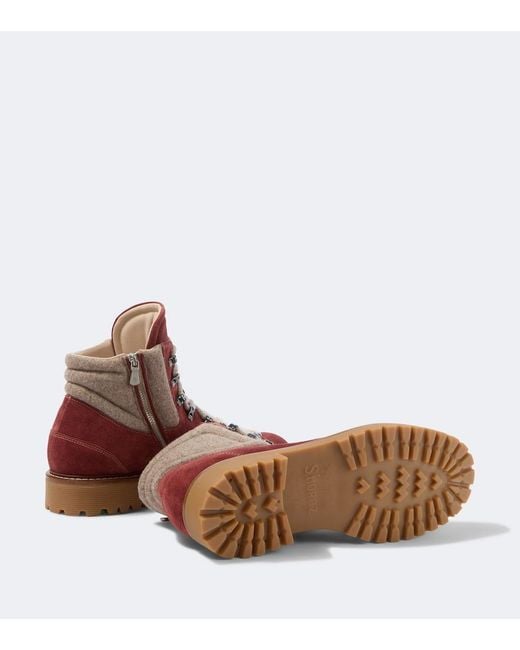 Eleventy Red Suede Lace-Up Boots for men