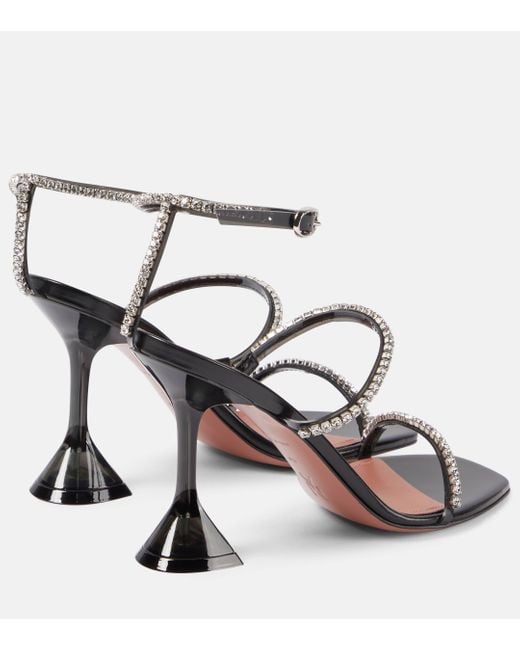 AMINA MUADDI Black Gilda Glass Embellished Pvc Sandals