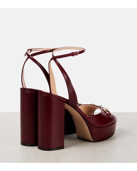 Gucci Red Horsebit Platform Sandal, Leather