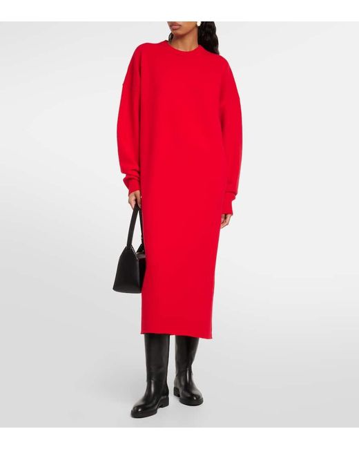Vestido midi Weird de mezcla de cachemir Extreme Cashmere de color Red