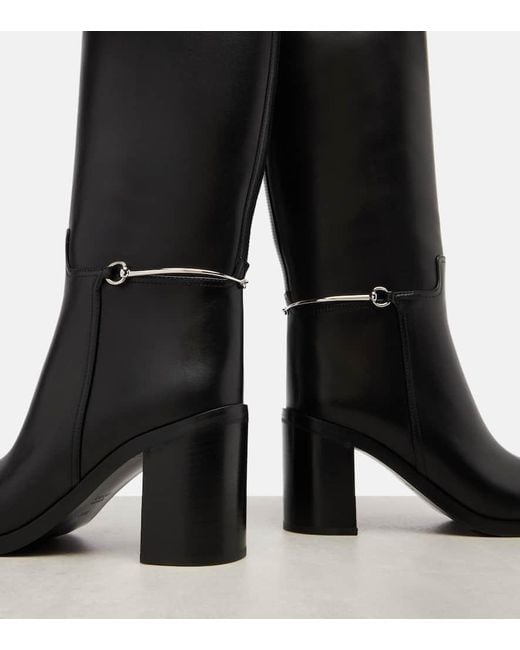 Botas Altas De Piel Con Horsebit Gucci de color Black