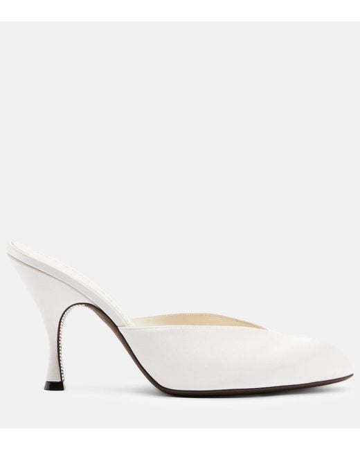 Herbert Levine White Sitting Pretty Satin Mules