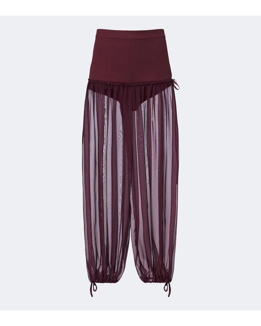 Nensi Dojaka Purple Semi-Sheer Wide-Leg Pants