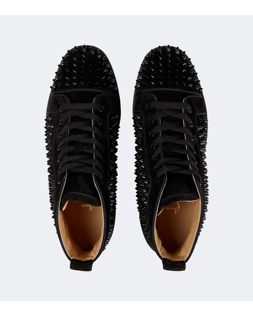Christian Louboutin Black Louis Orlato Suede High-Top Sneakers for men