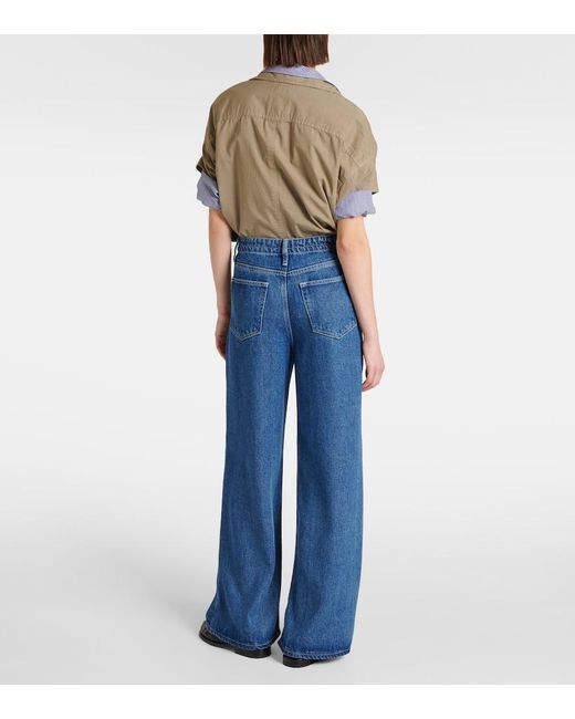 FRAME Blue High-Rise Wide-Leg Jeans