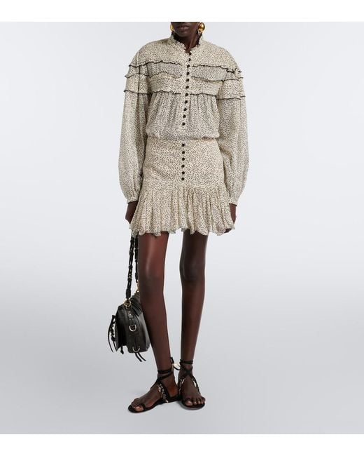 Isabel Marant Gray Doane Polka-Dot Cotton Voile Blouse