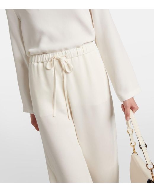 Valentino White Cady Couture High-Rise Wide-Leg Pants