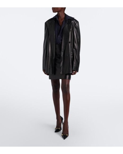 Gucci Black Double-Breasted Leather Jacket