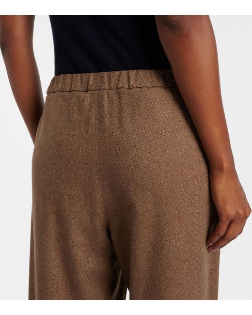 Max Mara Brown Livio Wool And Cashmere Wide-Leg Pants