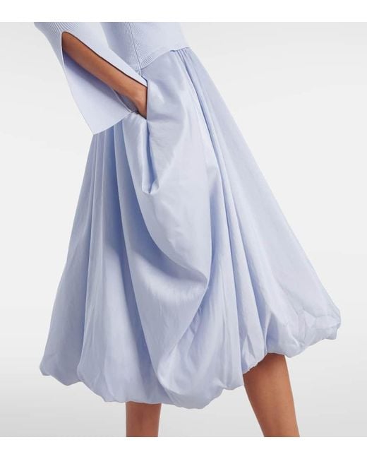 Jonathan Simkhai Blue Kenlie Taffeta-Trimmed Midi Dress