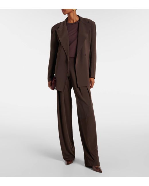 Norma Kamali Brown Pleated High-rise Tapered Pants