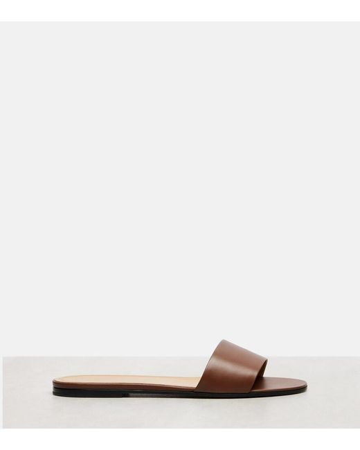 The Row Brown Signum Leather Slides