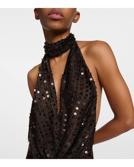 AYA MUSE Black Tipo Sequined Halterneck Minidress