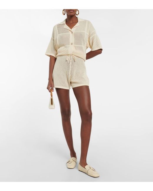 Nanushka Natural Jael Crochet Cotton-Blend Shorts
