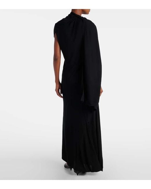 The Row Black Isadra Draped Jersey Top