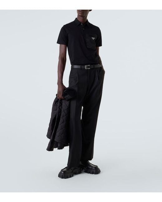 Prada Black Logo Leather Platform Loafers for men