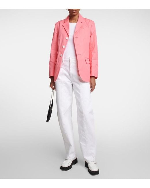 Plan C Pink Single-Breasted Cotton Blazer