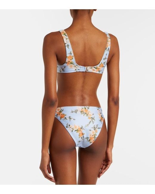 Agua Bendita Blue Hacienda Floral Bikini Top
