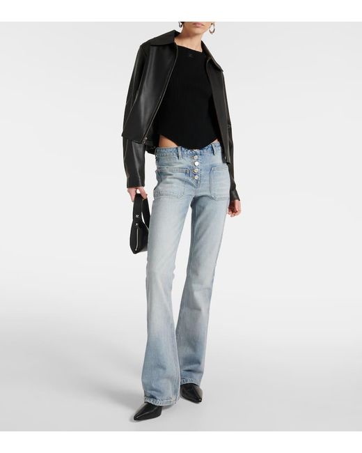 Courreges Blue Low-Rise Bootcut Jeans