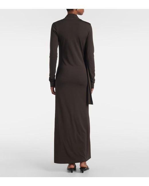 Totême Black Scarf-Detail Jersey Maxi Dress